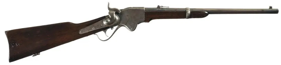 A civil-war era Spencer Carbine rifle on a white background